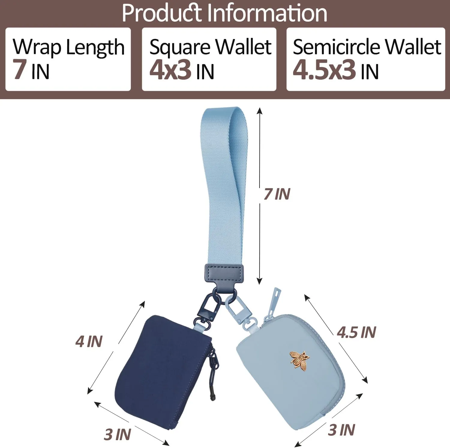 COOLANS Mini Wristlet Wallets Dual Pouch,Around Wristlet Handbag Wallet for Women Zip Cards Holder,Wristlet Bracelet Purse