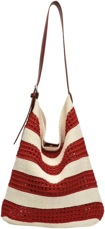 Crochet Tote Bag for Women large Shoulder Shopping Bag Beach Mesh Knitted Hollow Hobo Handbag Cute Sling Purse 2025