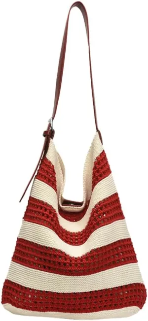 Crochet Tote Bag for Women large Shoulder Shopping Bag Beach Mesh Knitted Hollow Hobo Handbag Cute Sling Purse 2025
