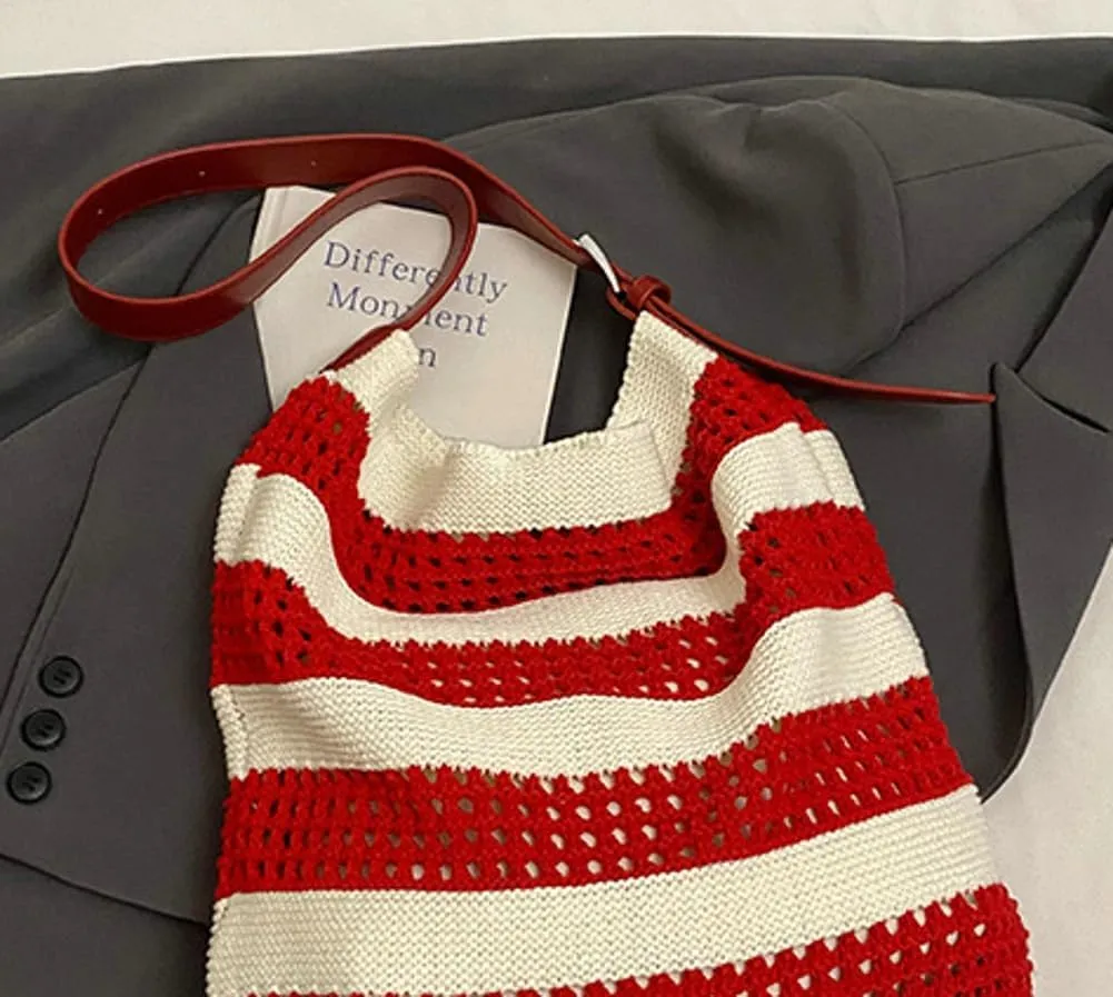 Crochet Tote Bag for Women large Shoulder Shopping Bag Beach Mesh Knitted Hollow Hobo Handbag Cute Sling Purse 2025