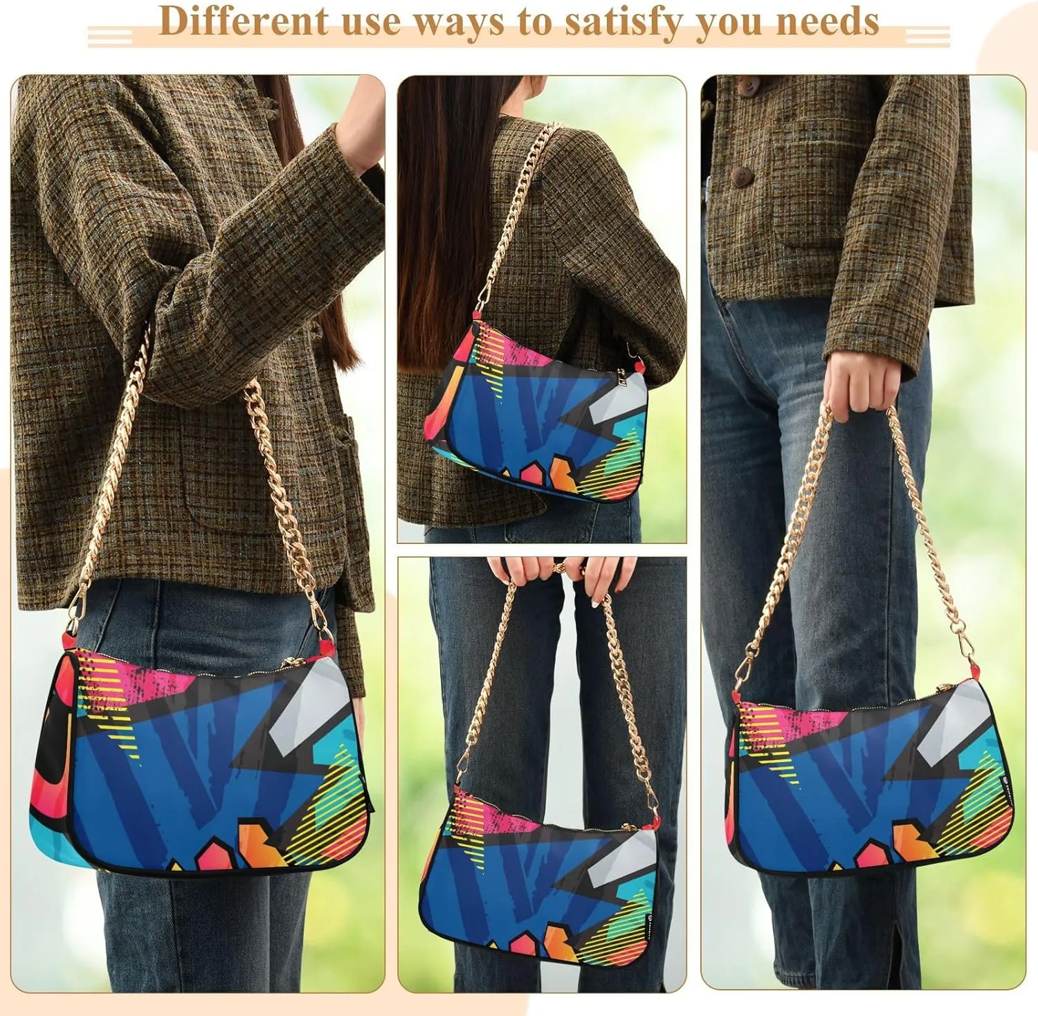 Crossbody Handbag with Chain Strap Combining Hobo Style with Large Capacity