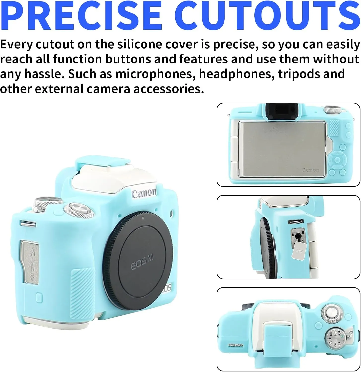 Easy Hood Camera Case for Canon EOS M50/M50 Mark II Digital Camera, Anti-Scratch Soft Silicone Case Cover Housing Protective Cover Protector Camera Body Skin Case (Blue)