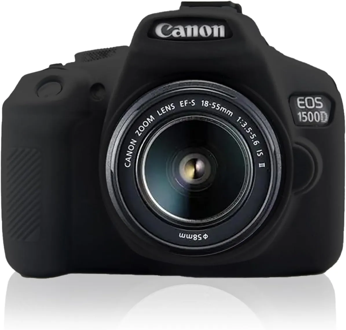 Easy Hood Soft Silicone Camera Case Cover for Canon Rebel T6/1300D, T7/1500D DSLR - Black with Button Marking