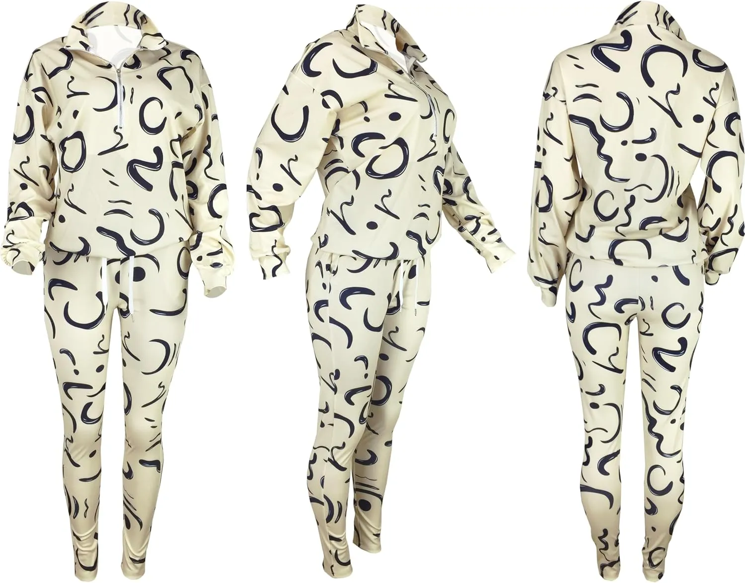 EOSIEDUR Women's Two Piece Outfits Zipper Jacket Pullover and Elastic Waistband Pants with Pockets Sweatsuit Tracksuit Sets