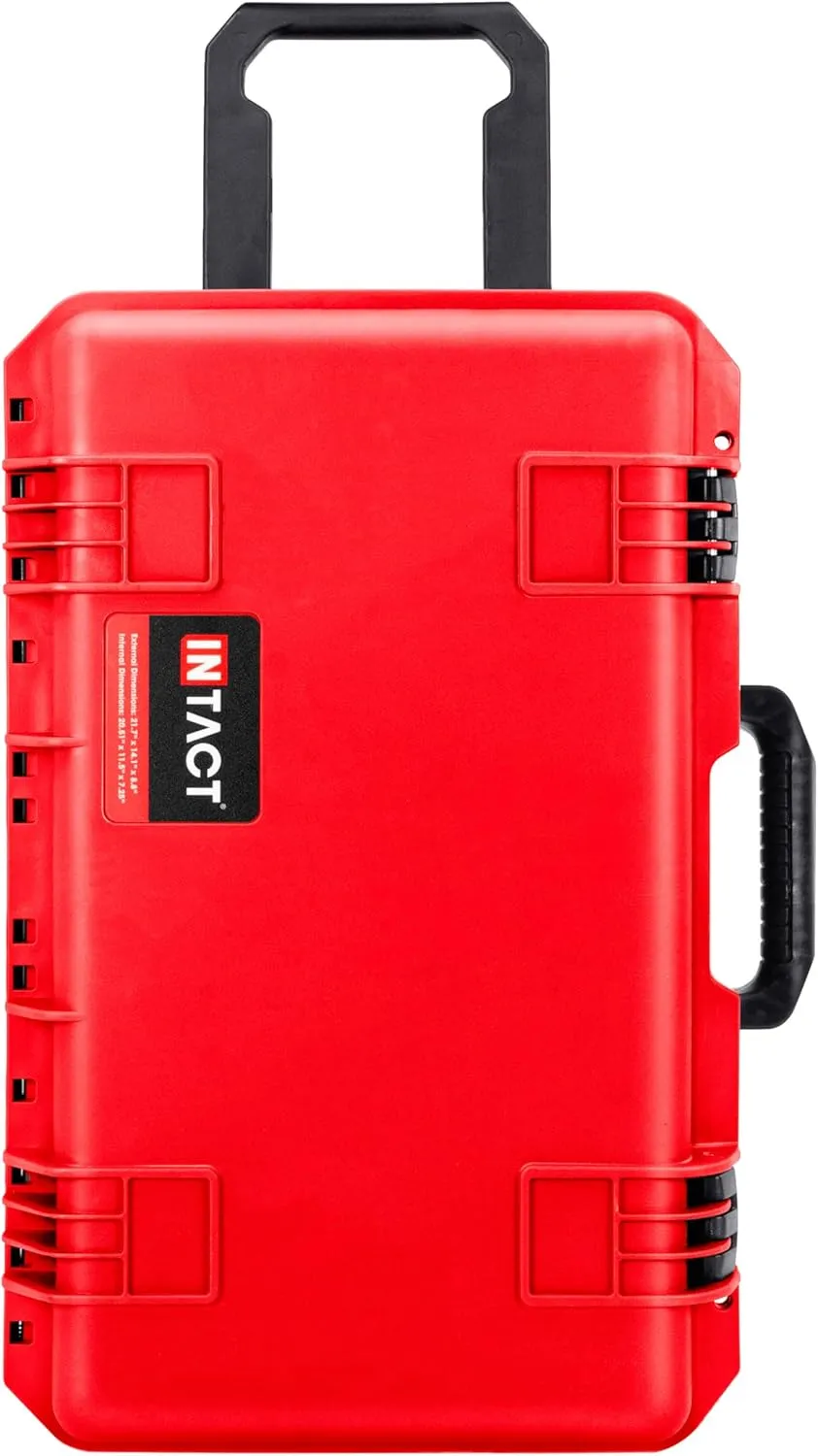 Eylar 22 Inch Intact Premium Series Hard Rolling Carry-On Travel Case, Lightweight and Durable Design with Foam (Red)
