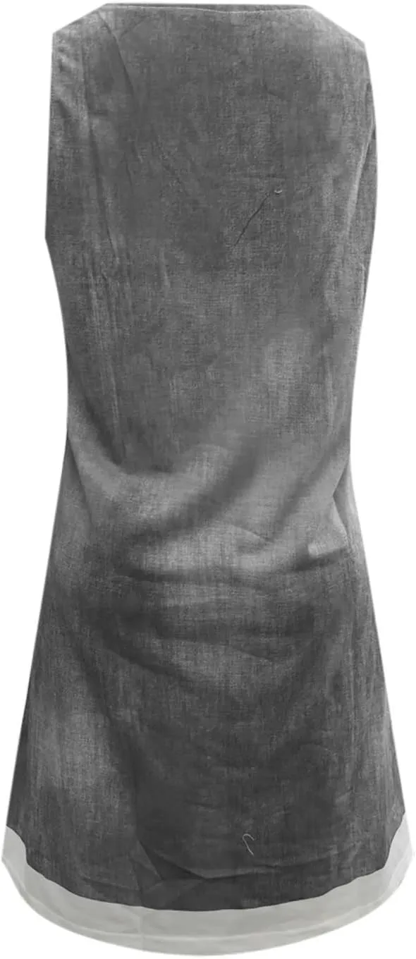 Fake Two Piece Dresses for Women Summer Casual Scoop Neck Sundress Vintage Denim Print Sleeveless Tank Dress