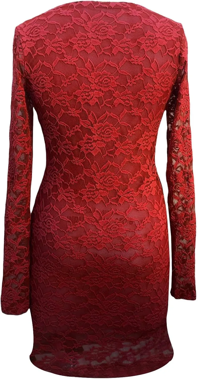 Fashion Plus Size Lace Dress Chiffon Wrap V Neck Bodycon Pencil Dresses Women Cocktail Party Guest Mini Dress Clubwear