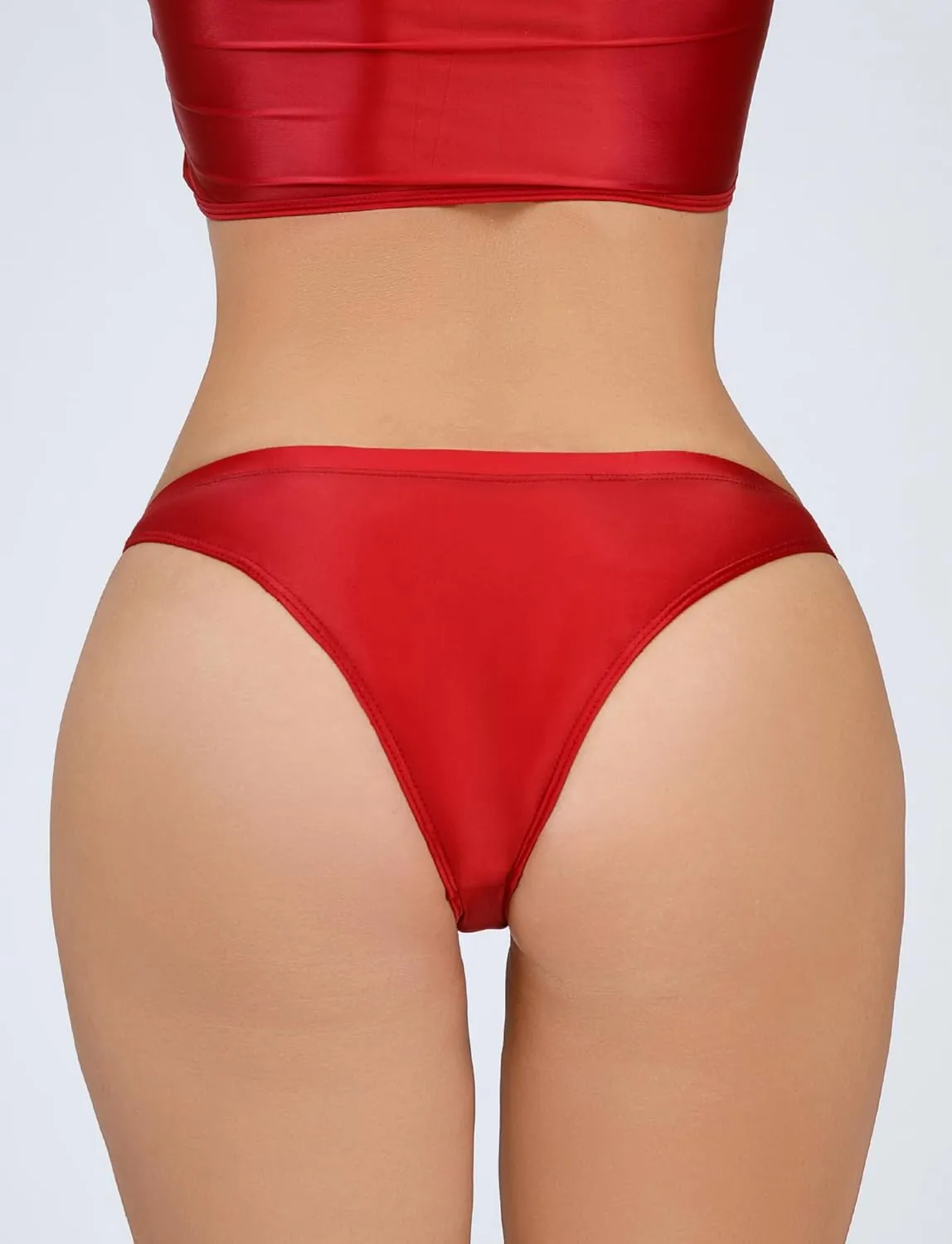 FEOYA Women Metallic Thongs Low Waist Cheeky Panties Rave Festival Bottoms for Club Party 3/4 Pack