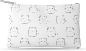 FERYES Cute Cat Silicone Makeup Bag for Travel, Cosmetics Bag for Makeup Brush & Essential Makeup Tools, Make Up Zipper Pouch Gifts for Women - White