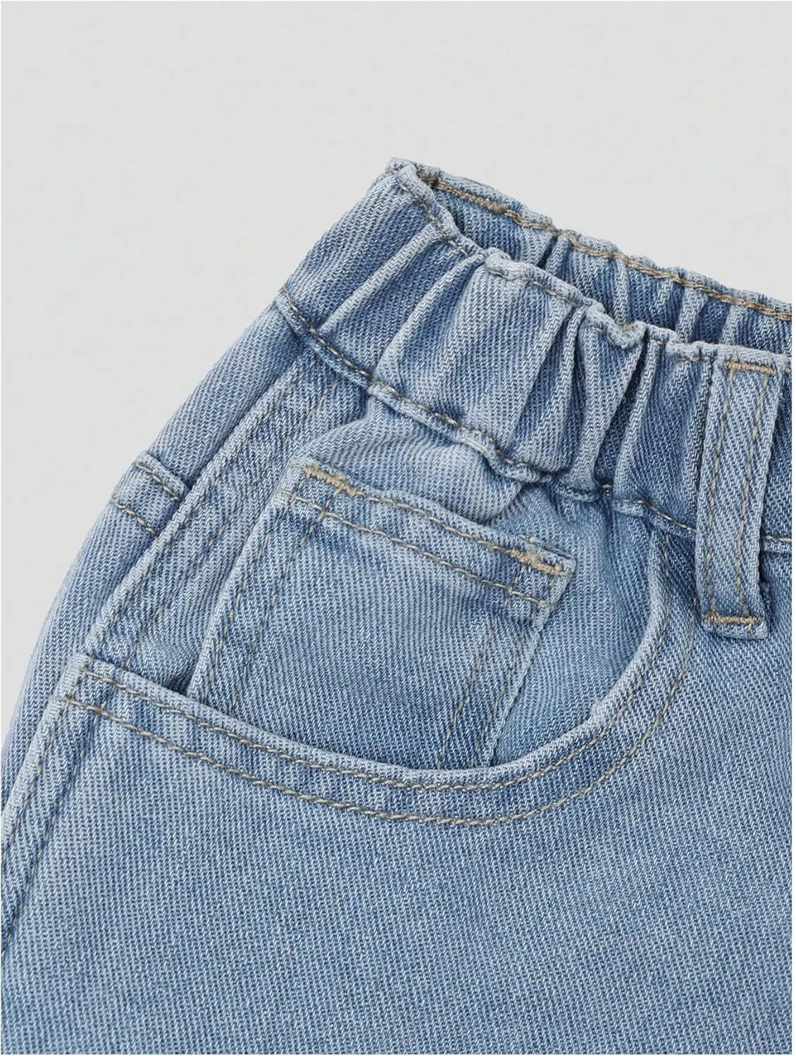 Floerns Girl's Y2k Bowknot Print Elastic Waist Jeans Wide Leg Cute Denim Pants
