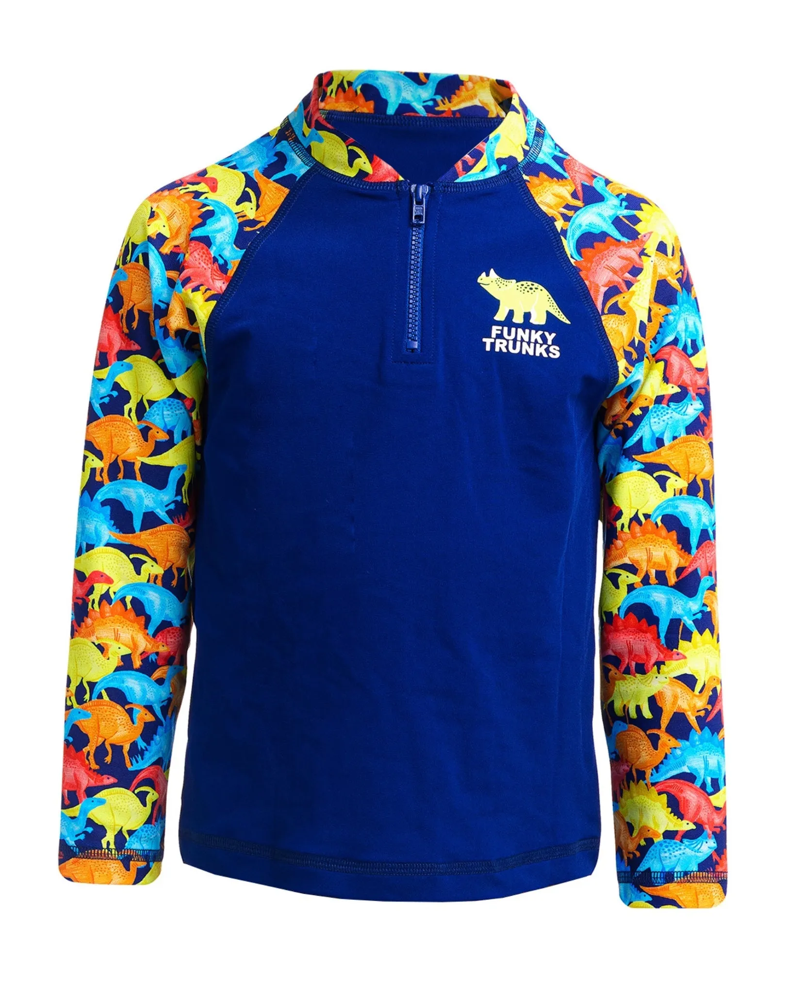 Funky Trunks Toddler Boys Swimmasaurus Zippy Rash Vest  - Blue/Multi