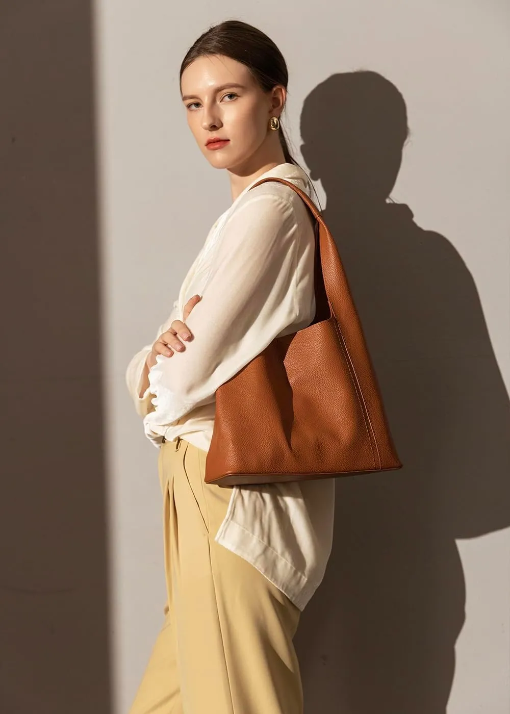 Genuine Leather Hobo Tote Bag for Women