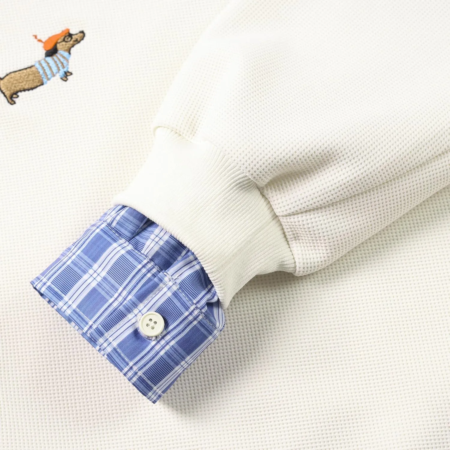 GURUNVANI Vintage Dog Embroidered POLO Shirt Men Fake Two Piece Oversized Sweatshirt