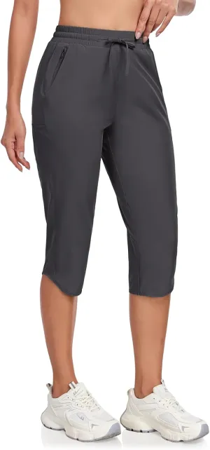GymBrave Women's Capri Pants with 6 Pockets Quick Dry Lightweight Cargo Hiking Capris Outdoor Casual Travel