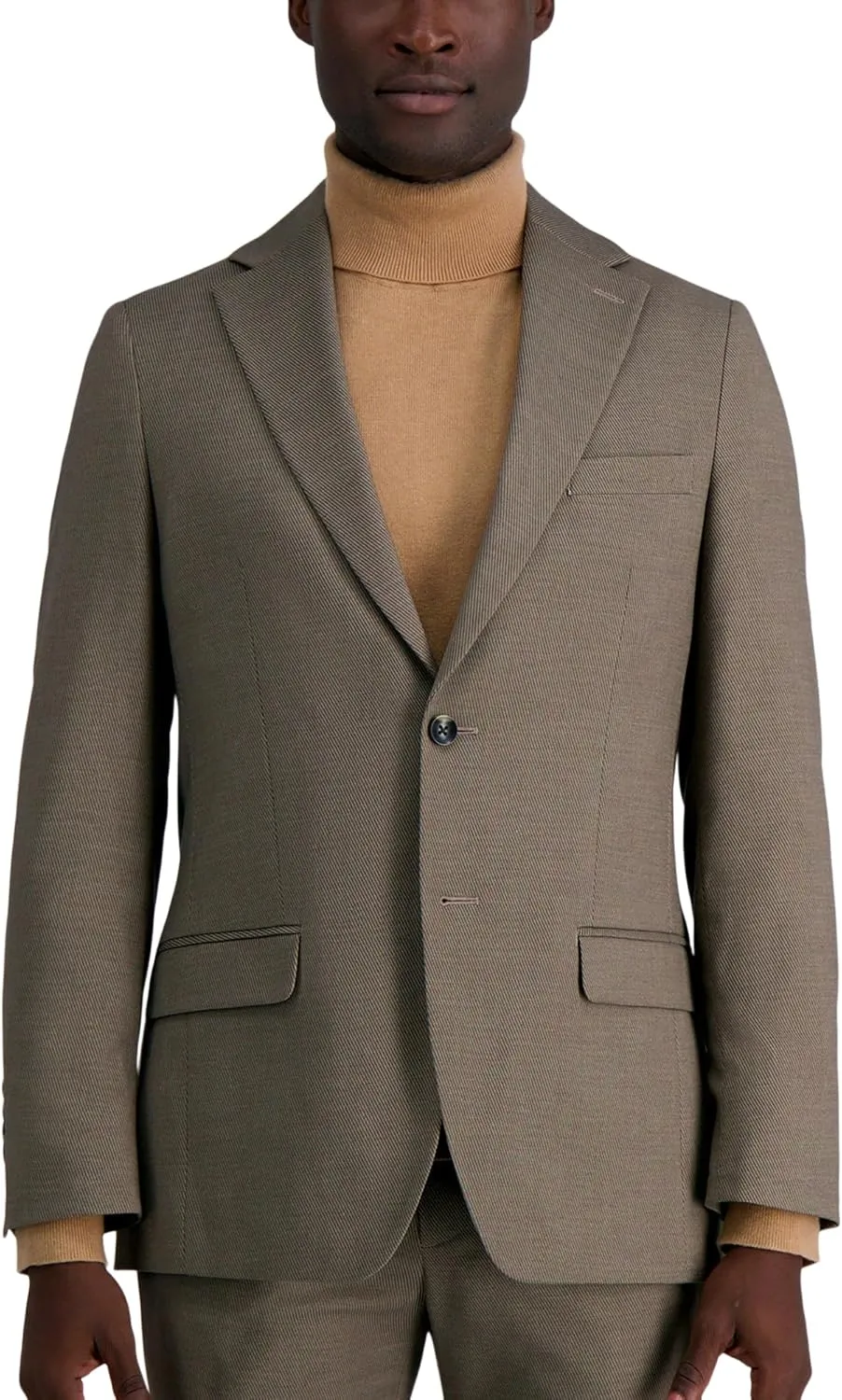 Haggar Men's JMH Premium Stretch Tailored Fit Suit Separate Pants, Medium Taupe-Jacket, 44 Tall