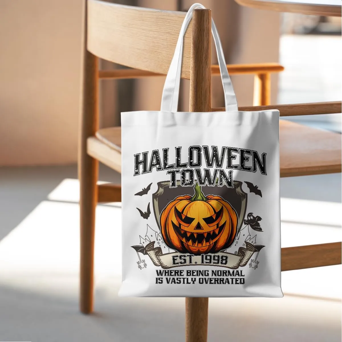 Halloween Stuff Skull Ghost Tote Bag Cat Lover Gifts for Fall Reusable Grocery Bags Wildflower Cute Tote