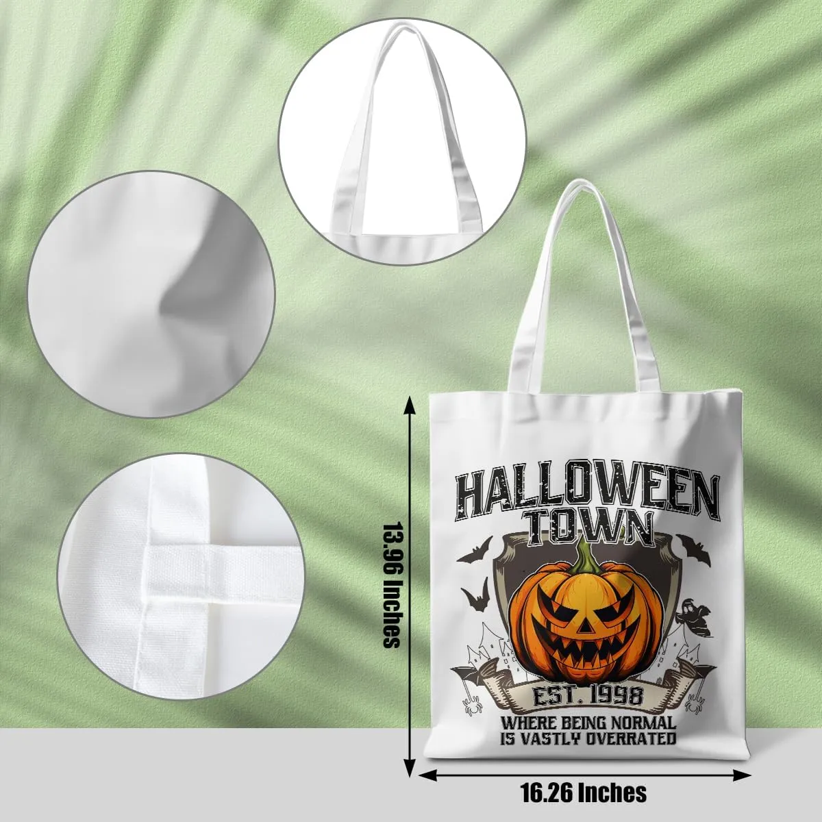 Halloween Stuff Skull Ghost Tote Bag Cat Lover Gifts for Fall Reusable Grocery Bags Wildflower Cute Tote