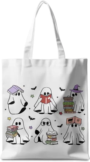 Halloween Stuff Skull Ghost Tote Bag Cat Lover Gifts for Fall Reusable Grocery Bags Wildflower Cute Tote