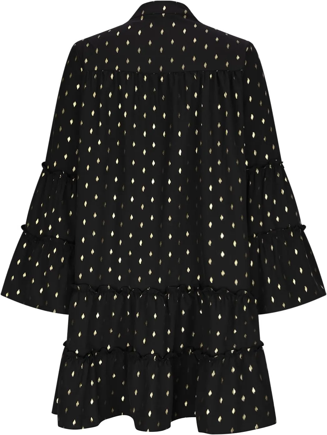 HGps8w Womens Sequins Dots Babydoll Swing Mini Dress 2025 Summer Casual Bell Sleeve Tiered Ruffle Flowy A Line Shirt Dresses