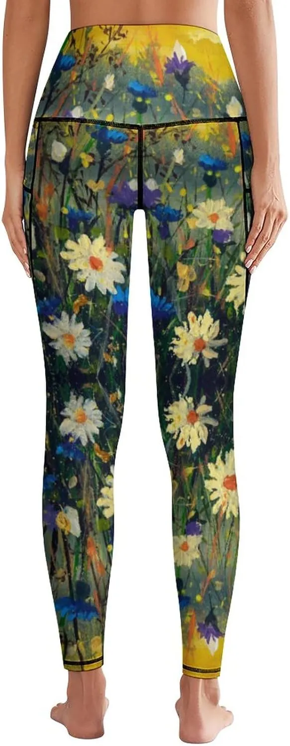 High Waist Yoga Pants with Pockets Tummy Control Workout Running 4 Way Stretch Yoga Leggings for Girls Women