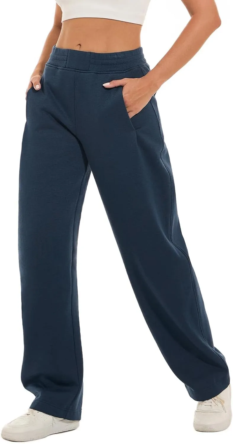 HOdo 32"/34" Inseam Womens Tall Sweatpants Fleece Joggers for Women Wide Leg Pants with Pockets for Workout