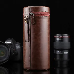 HONGYAN Camera Bags Extra Large Lens Case Zippered PU Leather Pouch Box for DSLR Camera Lens, Size: 24.510.510.5cm Camera case (Color : Coffee)