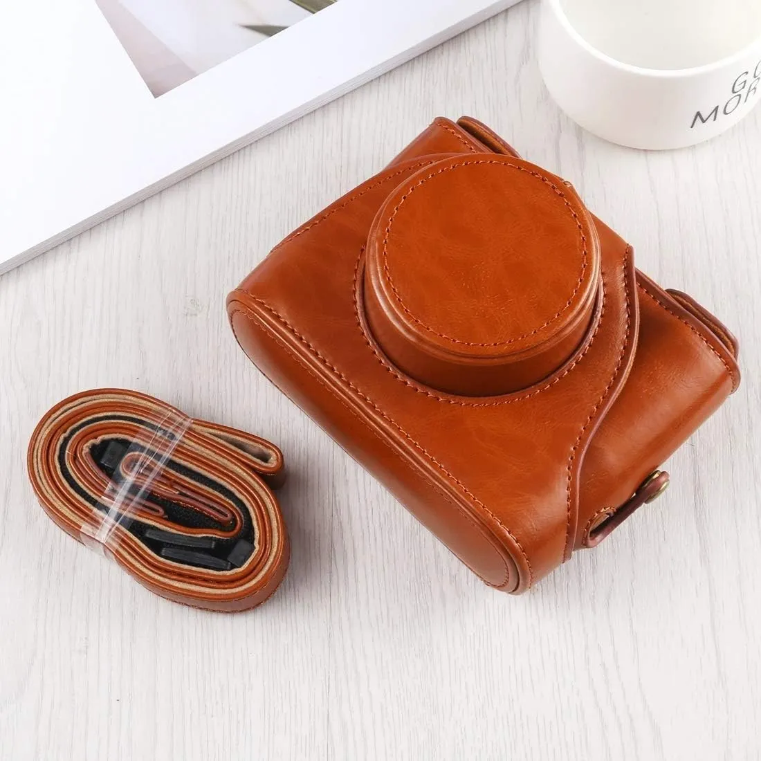 HONGYAN Camera Bags Full Body Camera PU Leather Case Bag with Strap for FUJIFILM X10 / X20(Black) Camera case (Color : Brown)