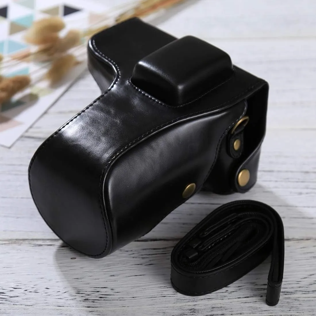 HONGYAN Camera Bags Full Body Camera PU Leather Case Bag with Strap for Samsung NX300 Camera case (Color : Black)