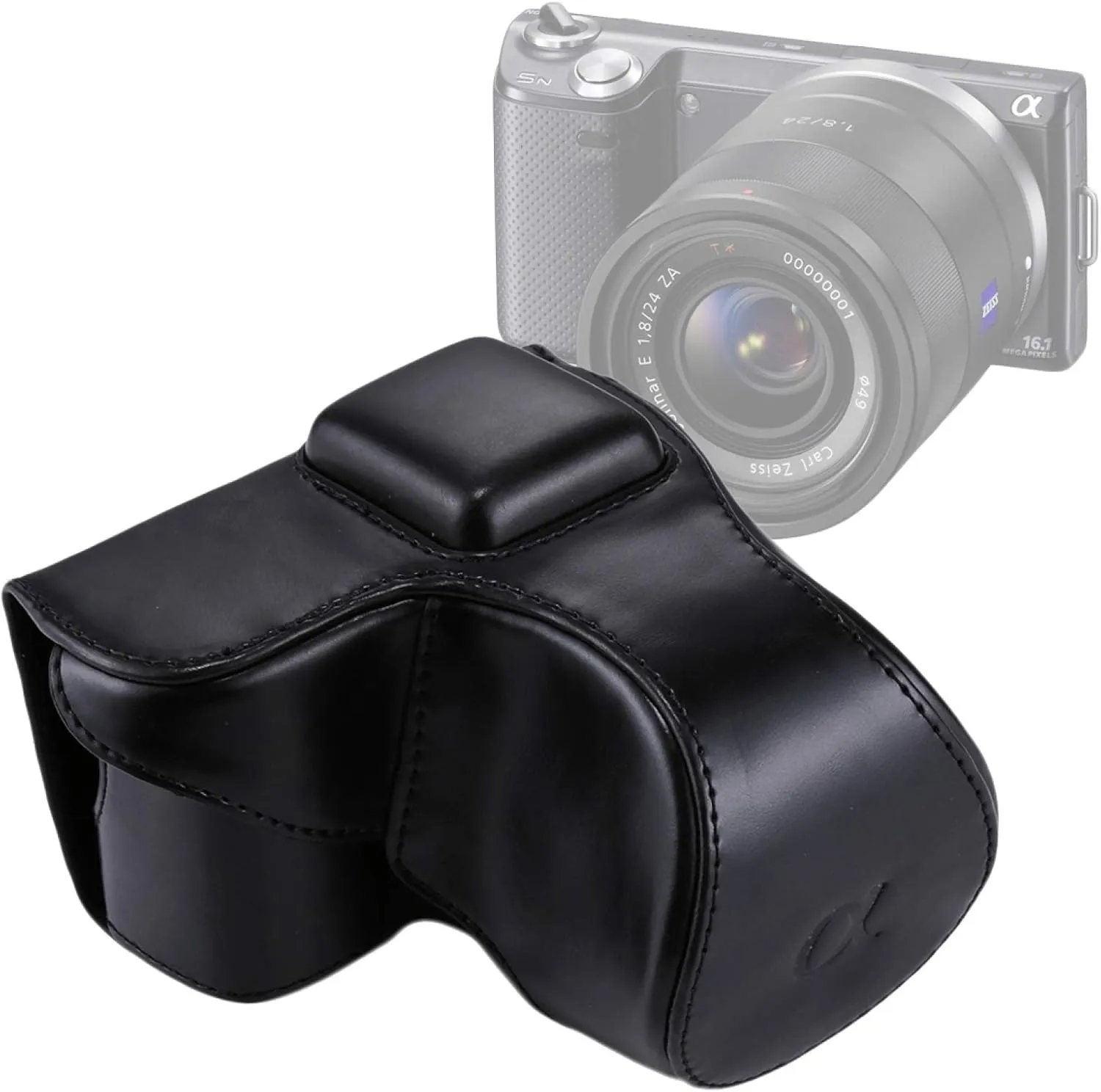 HONGYAN Camera Bags Full Body Camera PU Leather Case Bag with Strap for Sony NEX 5N / 5R / 5T (16-50mm / 18-55mm Lens) Camera case (Color : Black)