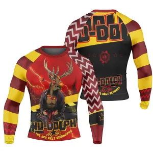 Hudolph The Red Belt Reindeer Long Sleeve Rash Guard