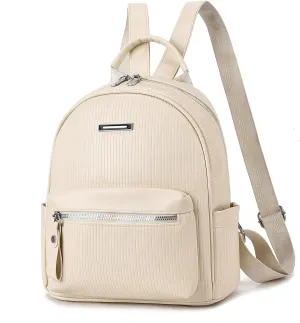 IHAYNER Women's Vegan Leather Fashion Backpack - Large Travel Casual Daypack - White