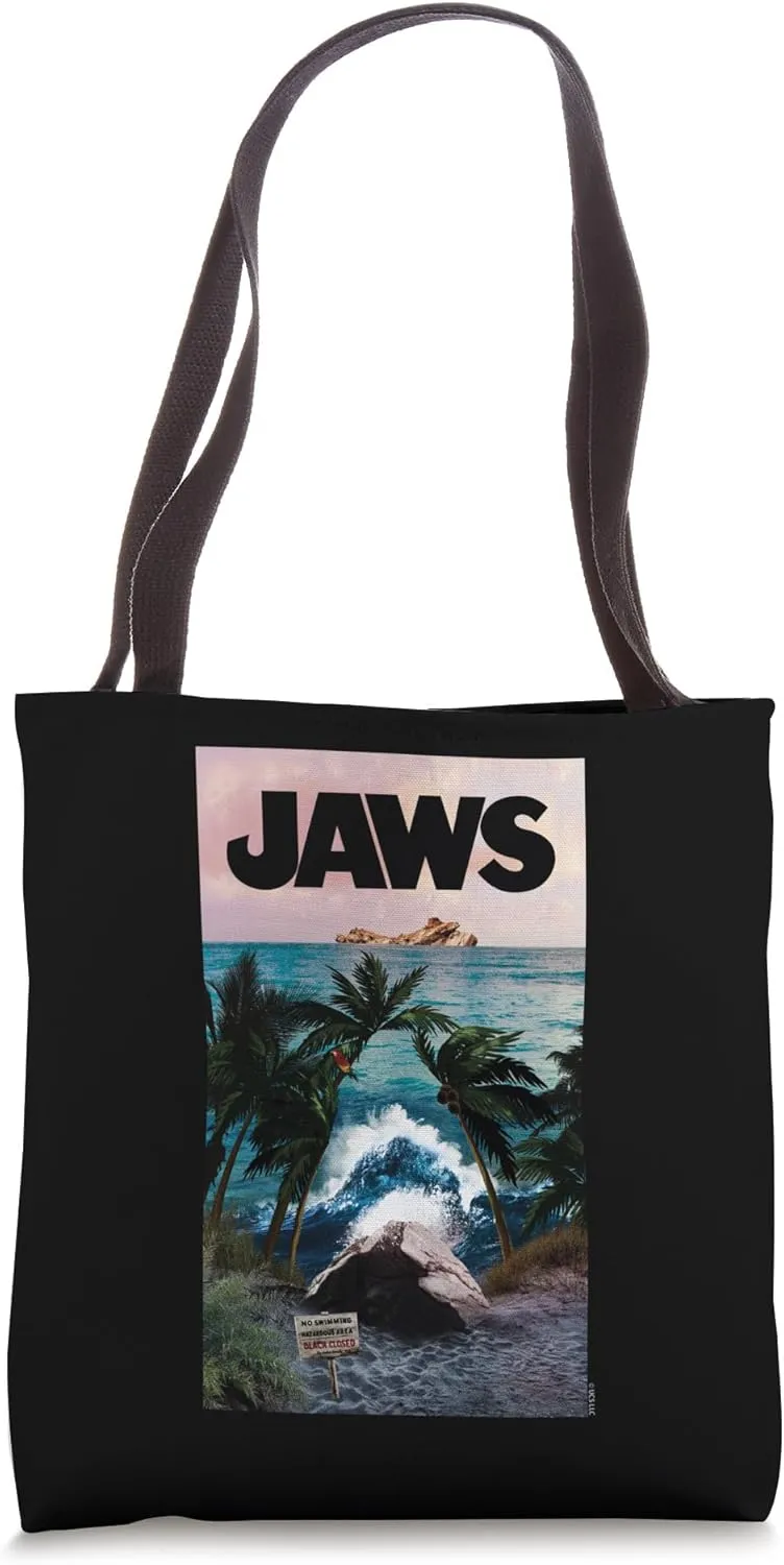Jaws 50th Anniversary Poster Tropical Island Front & Back Tote Bag