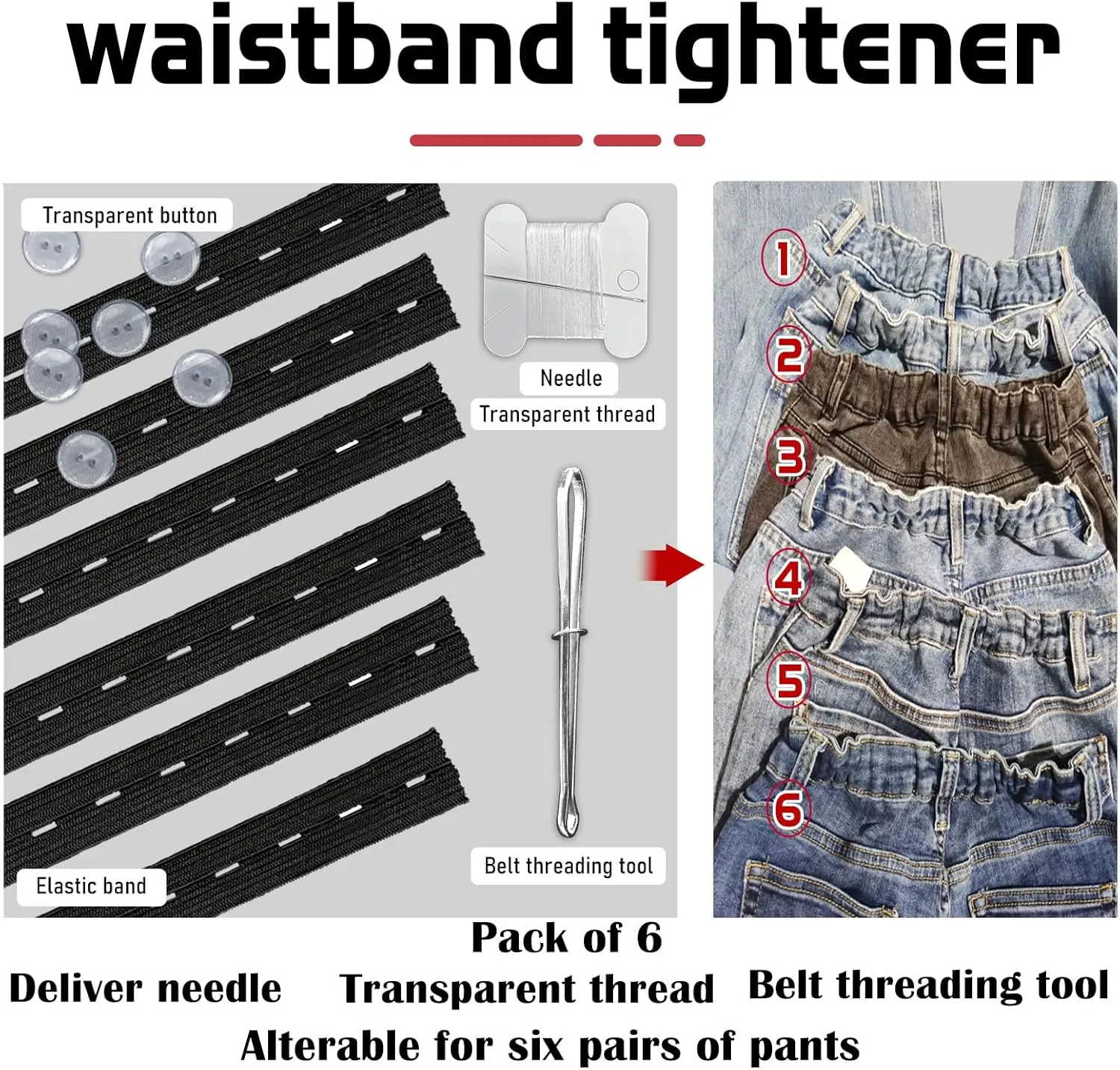 Jeans Button Tightener Pants Adjuster Waist Tightener for Pants Women Men and Children,Waist Clip Pack of 6