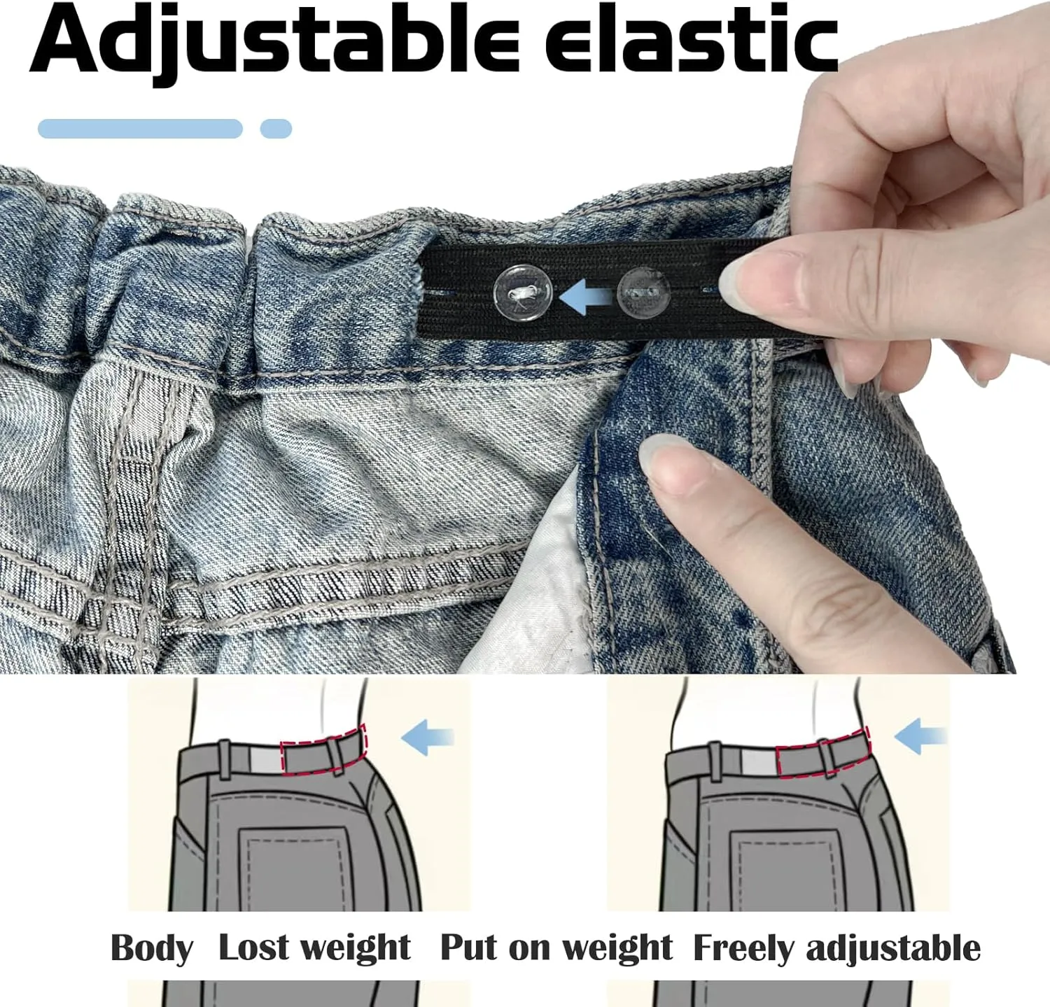 Jeans Button Tightener Pants Adjuster Waist Tightener for Pants Women Men and Children,Waist Clip Pack of 6