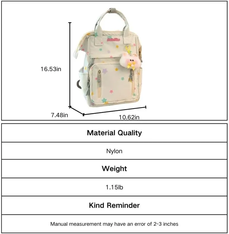jupkem Aesthetic Backpack Women Cute Star Preppy Backpacks with Kawaii Pendant Korea Large Capacity Laptop Bag Fashion Casual Carry On Bags pink