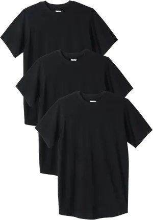 KingSize Men's Big & Tall Cotton Crewneck Undershirt 3-Pack - Tall - 6XL, Black