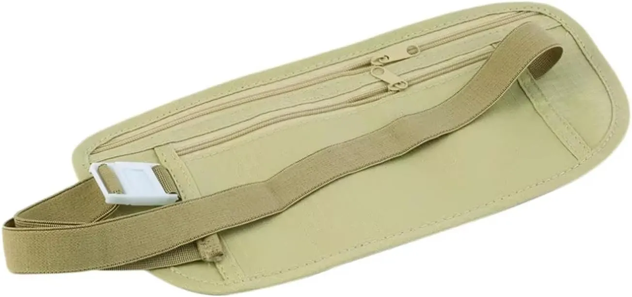 Kovek Travel Money Belt, Travel Wallet, Passport Holder, Hidden Travel Wallet, Blocking Travel Pouch to Protect Cash, Credit Cards and Travel Documents (Beige)