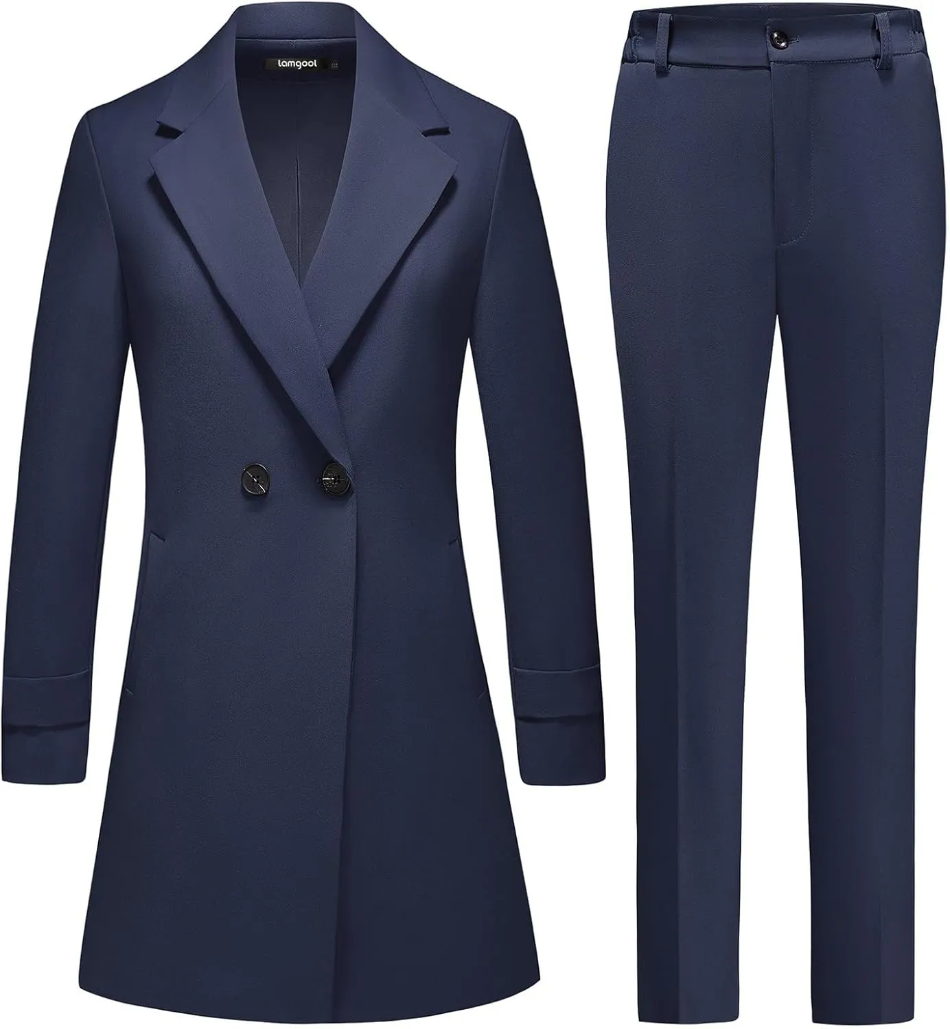 Lamgool Women's Suit 2 Piece Long Blazer Set Ladies Jacket Pantsuit Casual Outfits for Fall