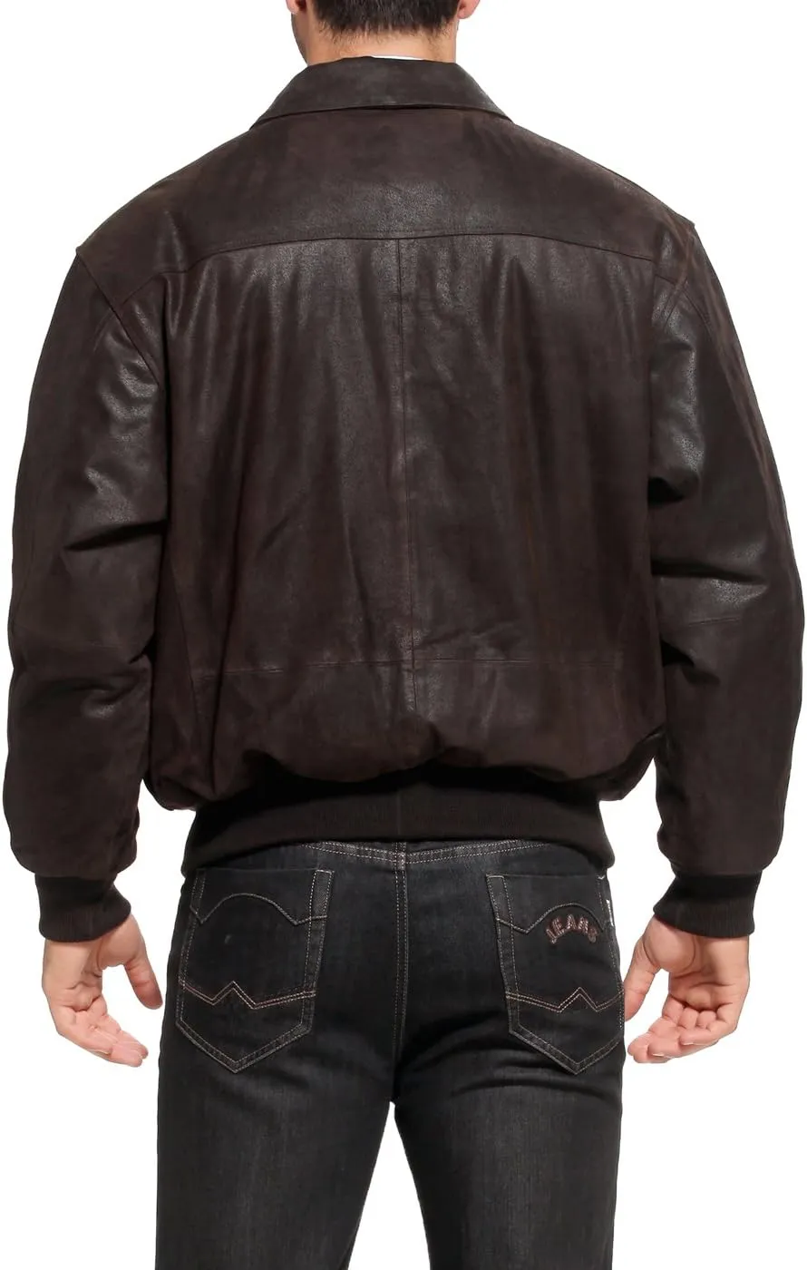 Landing Leathers Men Air Force A-2 Distressed Leather Flight Bomber Jacket (Also available in Big & Tall)