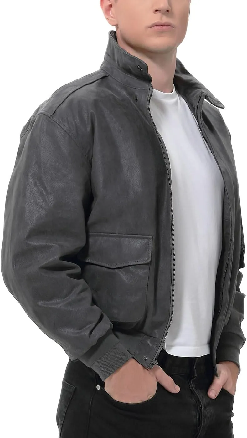 Landing Leathers Men Air Force A-2 Distressed Leather Flight Bomber Jacket (Also available in Big & Tall)