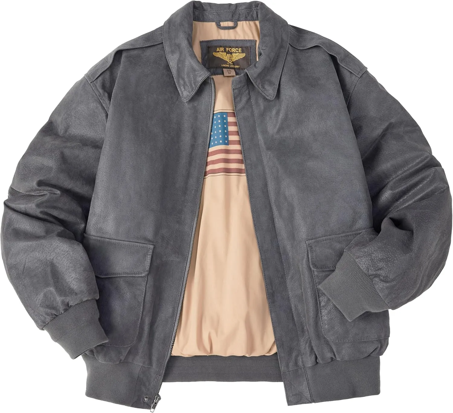 Landing Leathers Men Air Force A-2 Distressed Leather Flight Bomber Jacket (Also available in Big & Tall)