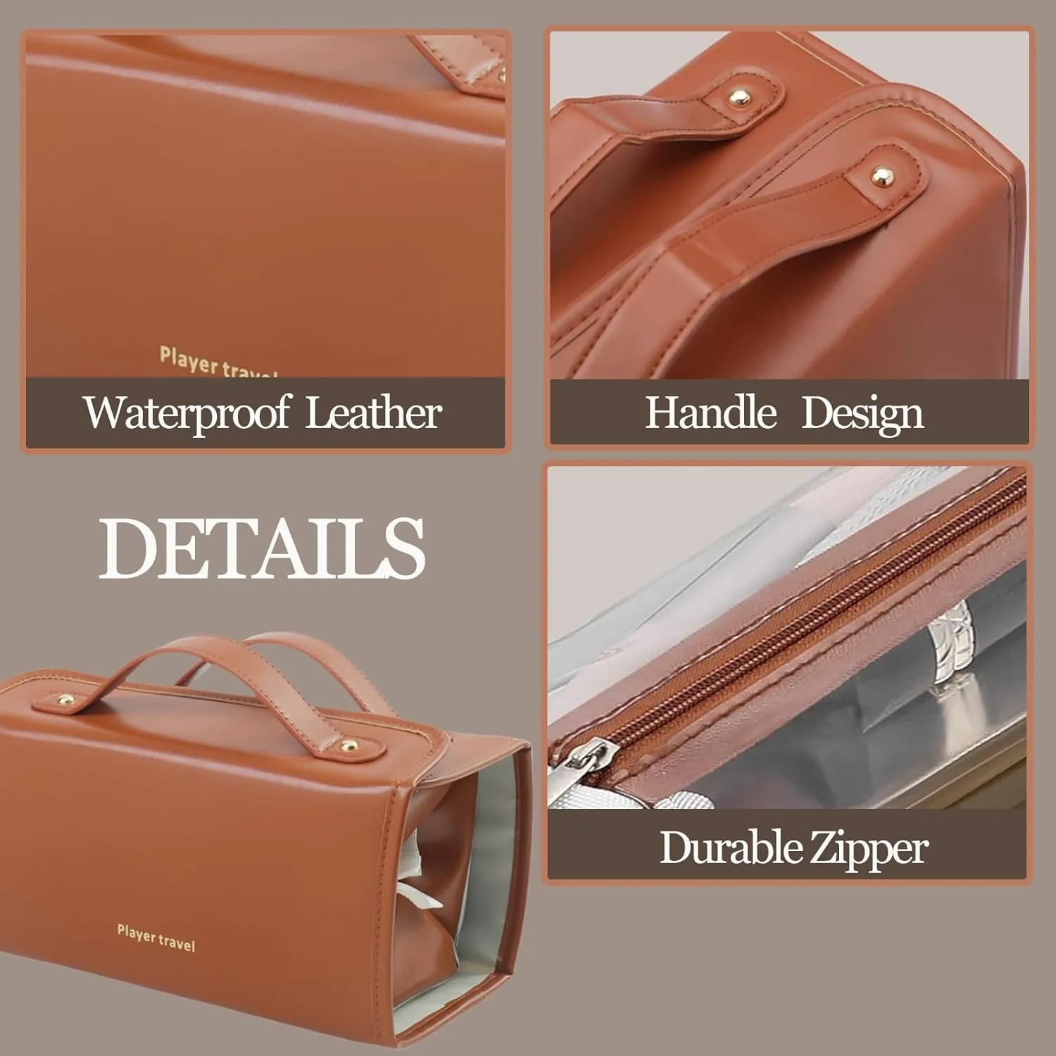 Large Capacity Makeup Bag Organizer - Premium PU Leather Cosmetic Case with 4 Removable Dividers & Dual Handles | Waterproof Lay-Flat Design Travel Toiletry Bag for Women (BLACK)
