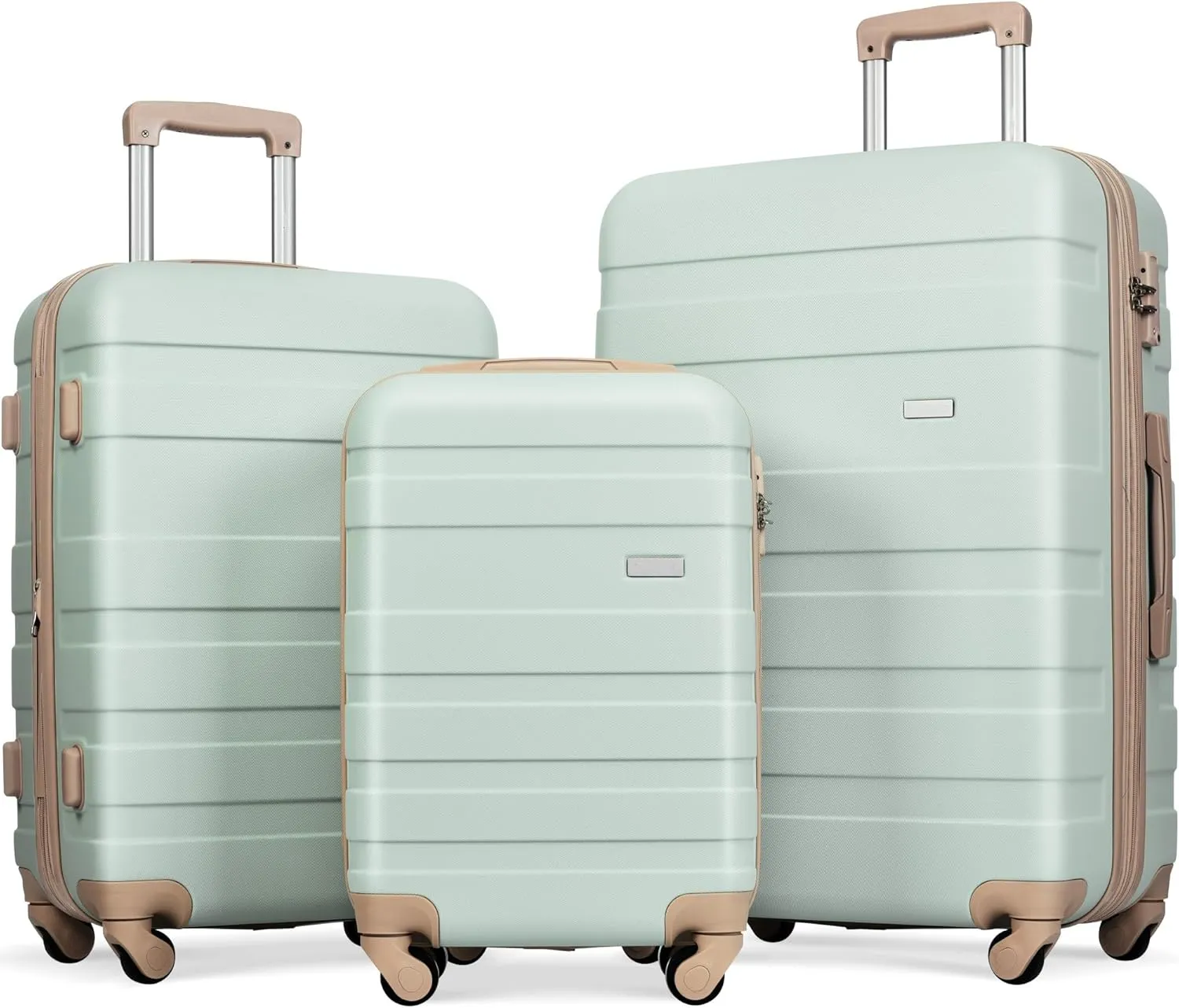 Lightweight Expandable Hardshell Luggage Set for Stress-Free Travel, 3 Piece Set, Grey Green, Durable Design with Spinner Wheels