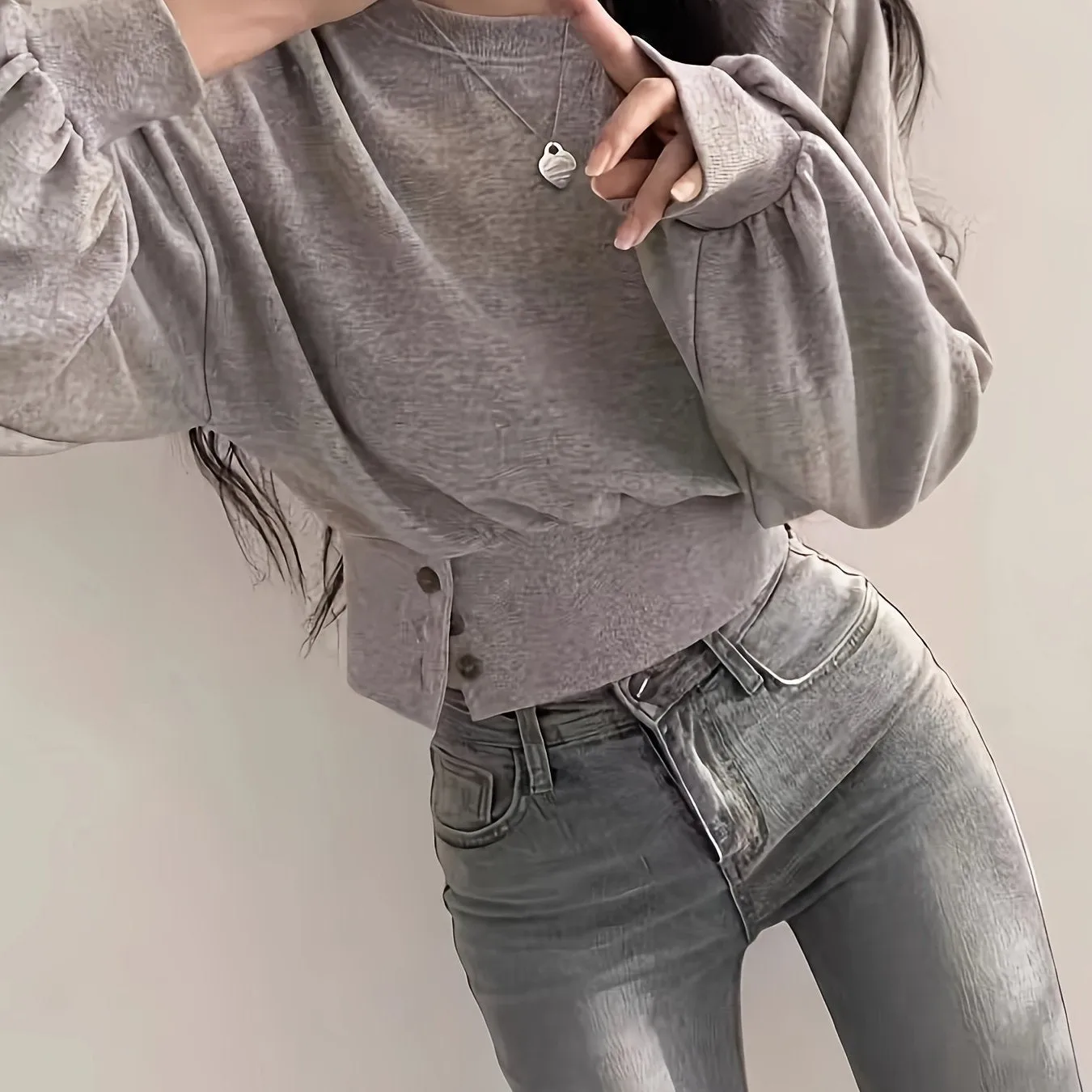 Long Sleeve Elegant Plain Color Crew Neck T-shirt, Women's Loose Top for Spring & Fall Clothing