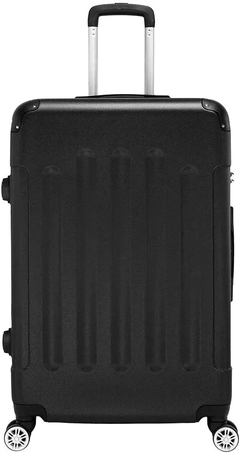 Luggage 3 Piece Suitcase Sets,3 Piece ABS Expandable Luggage Sets Suitcases with Spinner Wheels,Hardshell Lightweight Luggage Set with TSA Lock (Black)