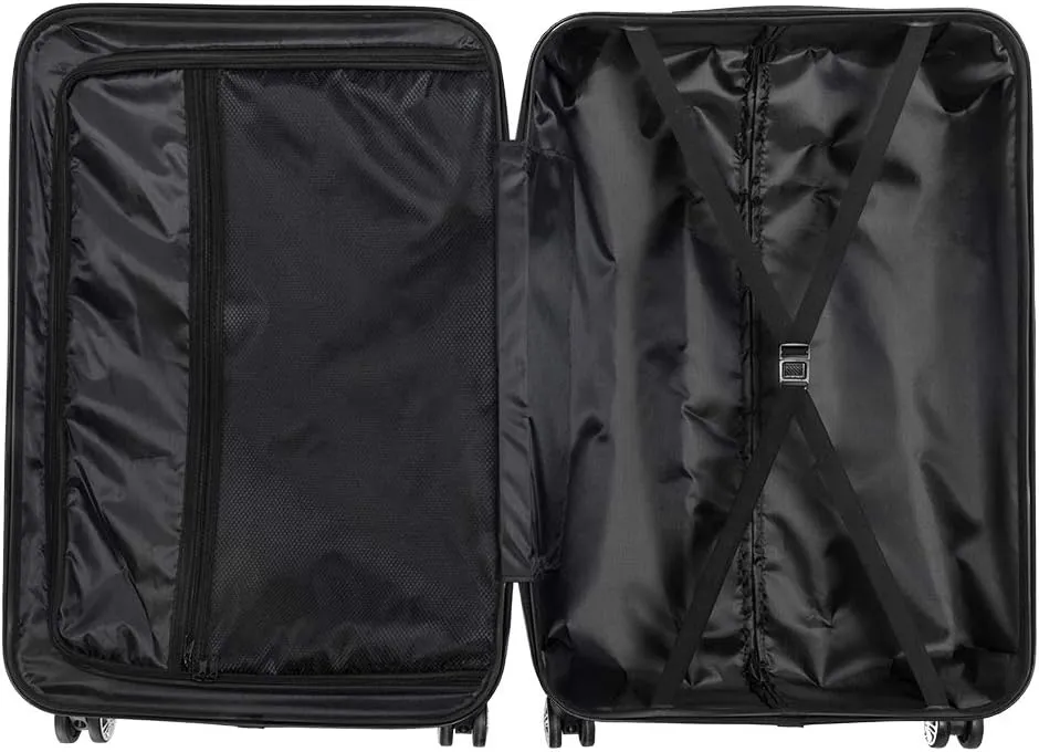 Luggage 3 Piece Suitcase Sets,3 Piece ABS Expandable Luggage Sets Suitcases with Spinner Wheels,Hardshell Lightweight Luggage Set with TSA Lock (Black)