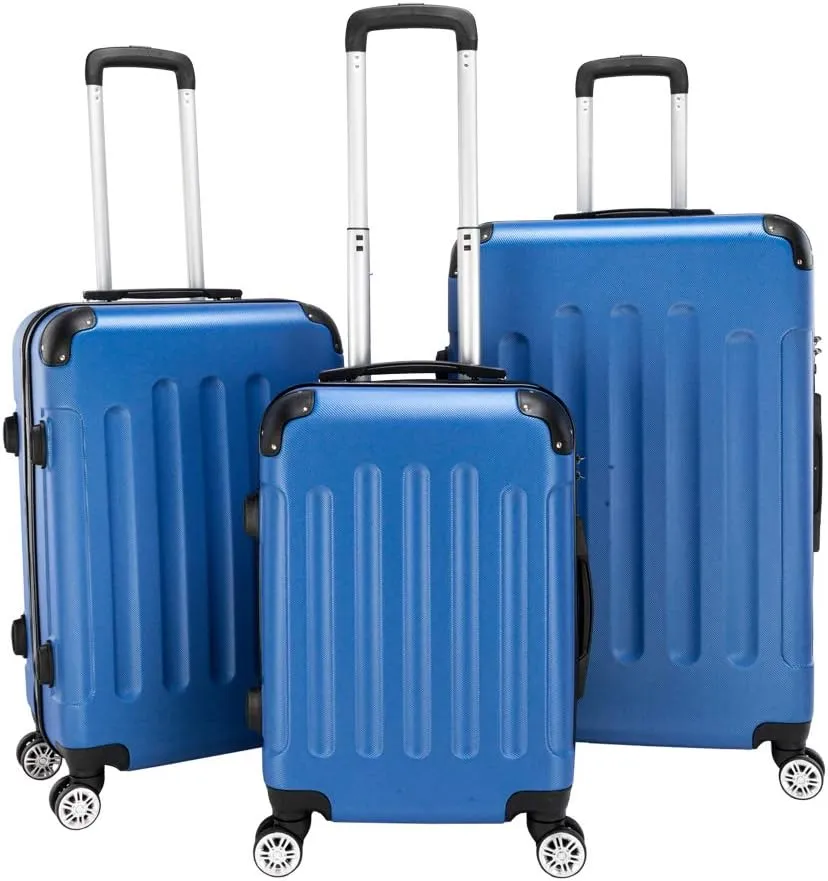 Luggage 3 Piece Suitcase Sets,3 Piece ABS Expandable Luggage Sets Suitcases with Spinner Wheels,Hardshell Lightweight Luggage Set with TSA Lock (Dark Blue)