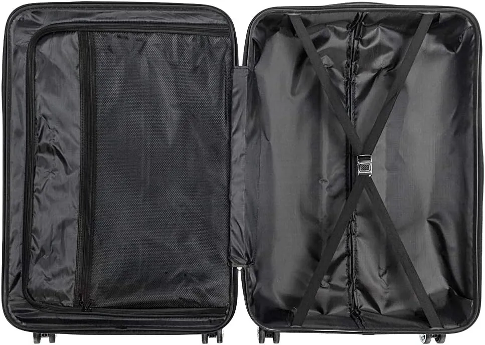 Luggage 3 Piece Suitcase Sets,3 Piece ABS Expandable Luggage Sets Suitcases with Spinner Wheels,Hardshell Lightweight Luggage Set with TSA Lock (Dark Blue)