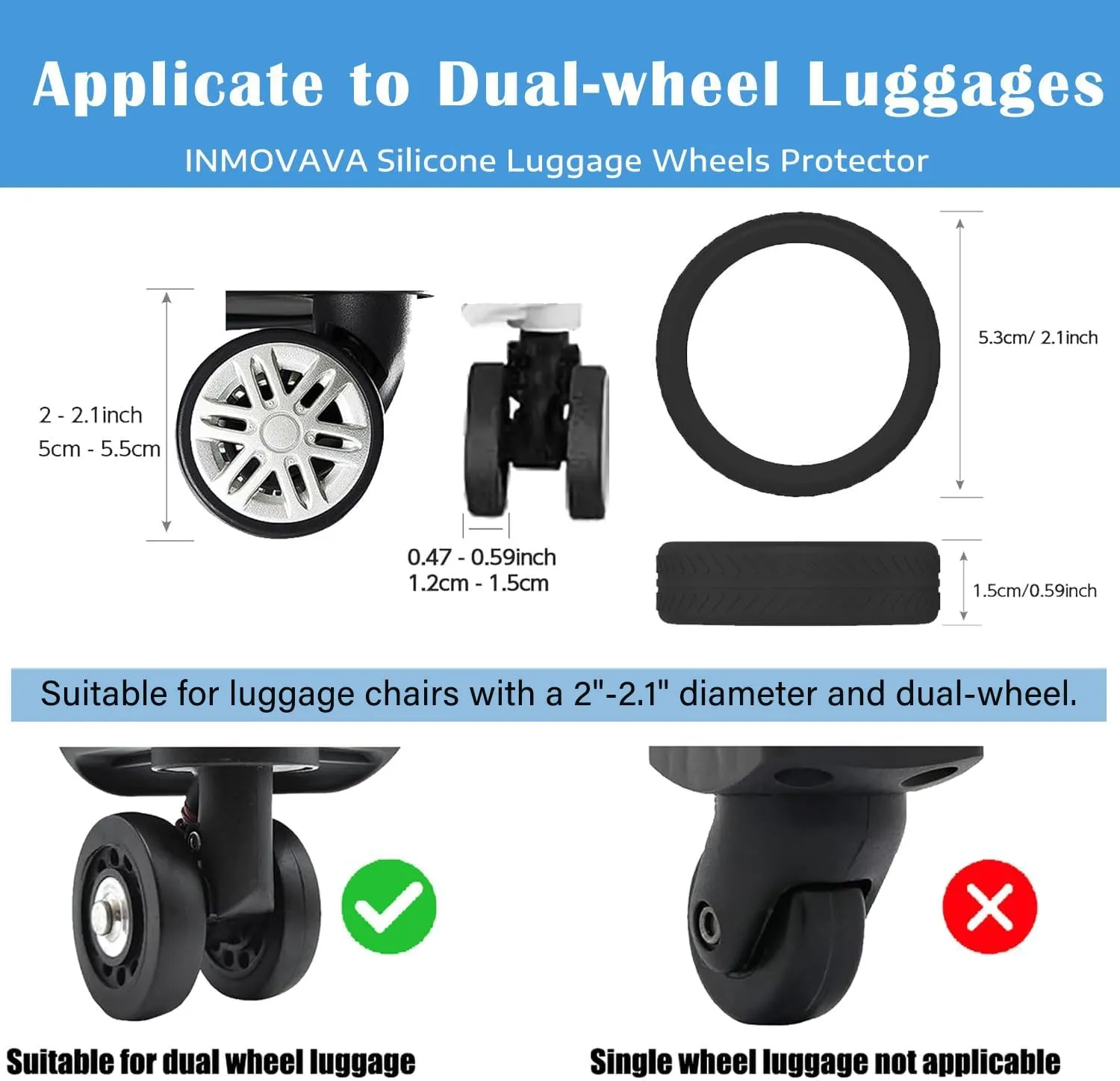 Luggage Wheel Covers for Suitcase-10 PCS Suitcase Cover Luggage Wheel Protectors for Most 8 Spinner Suitcases,Wheel Covers for Luggage Suitcases or Office Chair Caster Wheels(Blue)