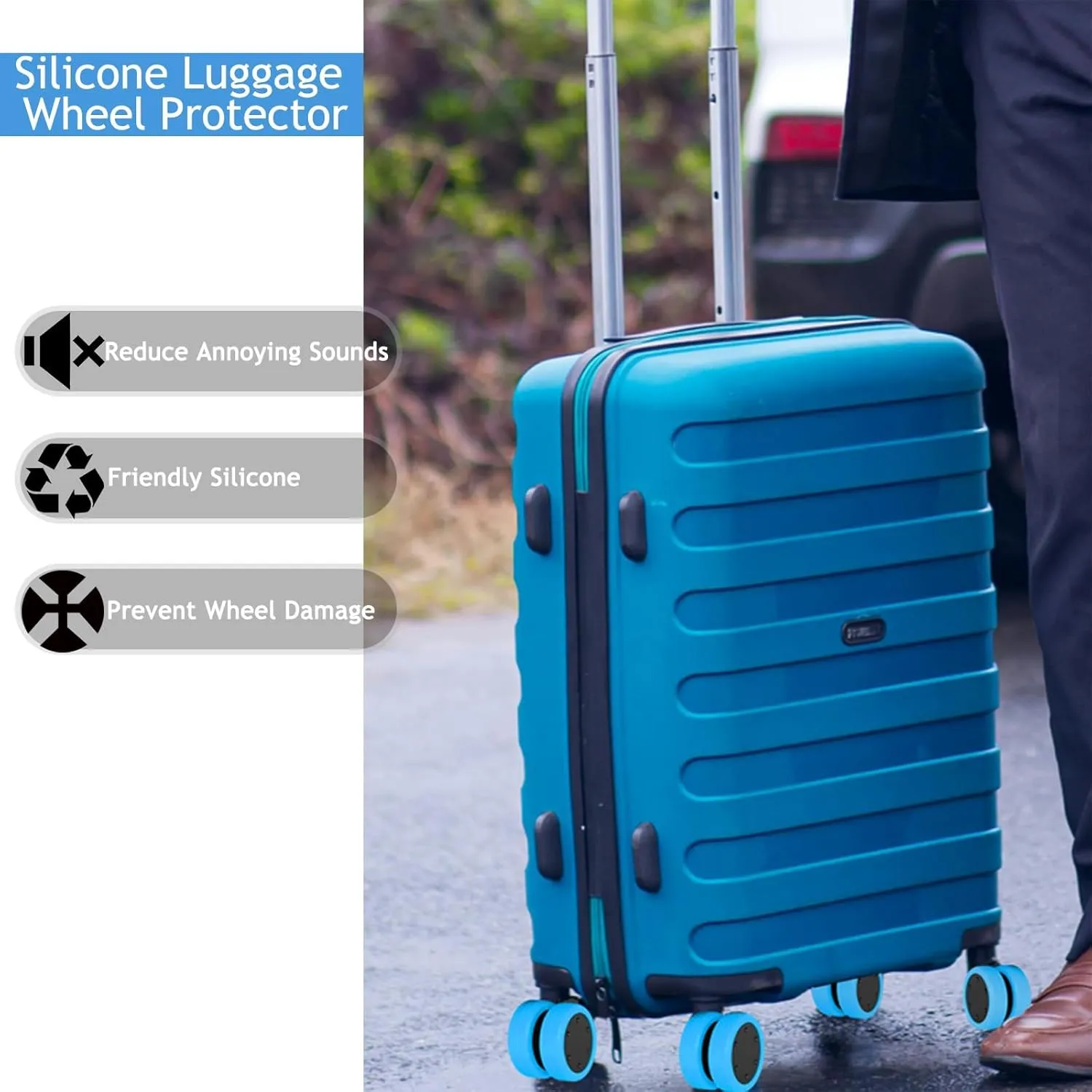 Luggage Wheel Covers for Suitcase-10 PCS Suitcase Cover Luggage Wheel Protectors for Most 8 Spinner Suitcases,Wheel Covers for Luggage Suitcases or Office Chair Caster Wheels(Blue)
